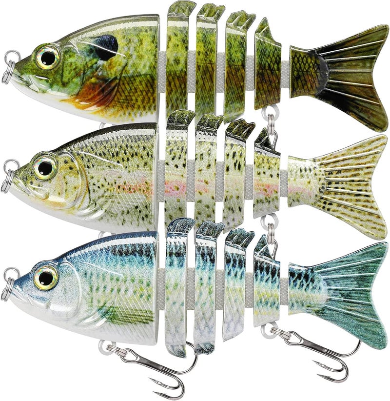 TRUSCEND Easy Catch SwimMax with BKK Hooks, Magic Noisy Wiggling and Vibrating Actions for More Bites, Lifelike Fishing Lures for Bass Trout Walleye Crappie, Strongest Dyneema Fiber Jointed Swimbaits - Image 1